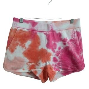 525 America Electric Coral Multi Tie Dye Cotton Sweat Shorts Small NWT